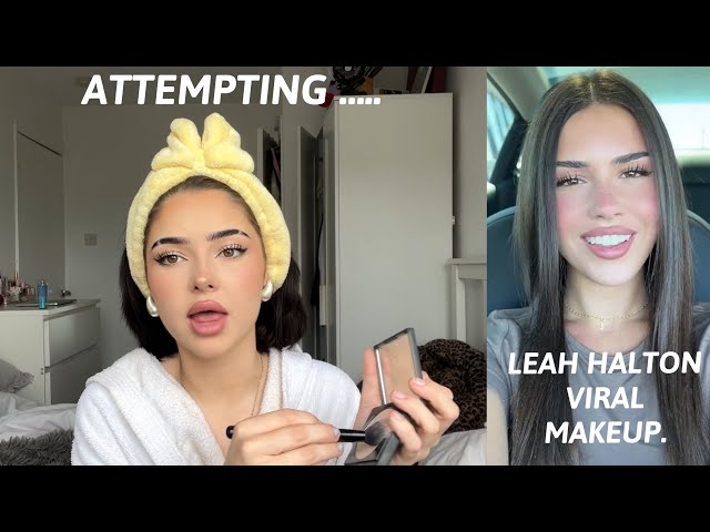 Copying LEAH HALTONS viral makeup routine 🔥