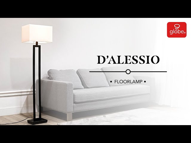 D'Alessio Floor Lamp - Matte Black Finish with Linen Shade | Globe Electric