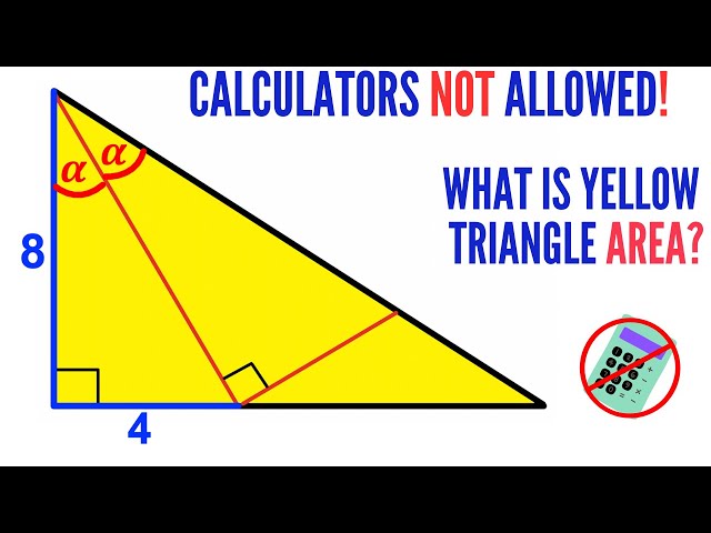 No Calculators! | Can you find Area of the Yellow triangle? | #math #maths #geometry
