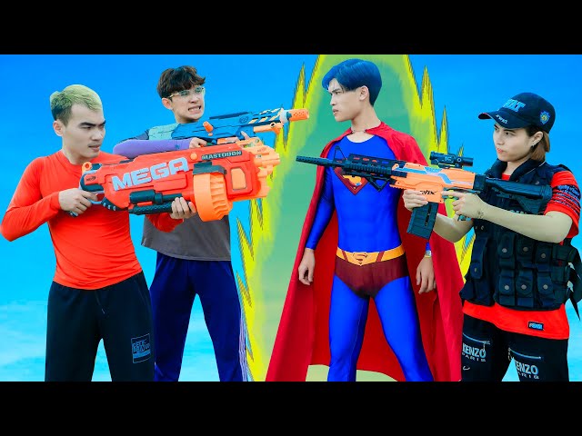 Xgirl Nerf Films SUPERMAN IN REAL LIFE XCherry X Girl Warriors Nerf Guns Fight Perfect combination