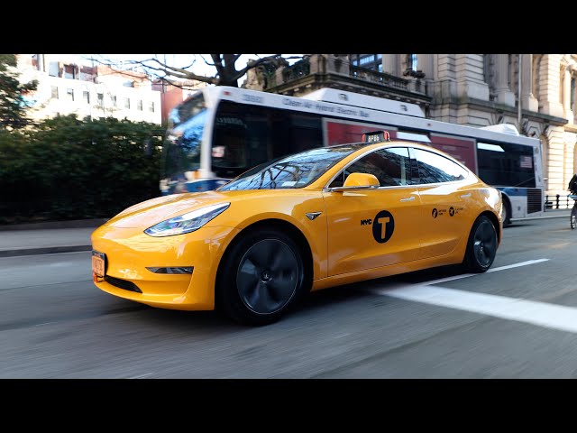 RIDING IN THE FIRST NYC YELLOW TESLA TAXICAB!