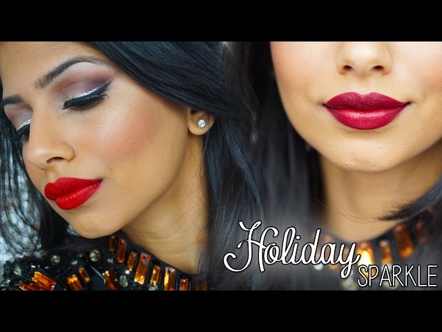 Holiday Party Glitter Makeup Tutorial | Double eyeliner & Two lip options!