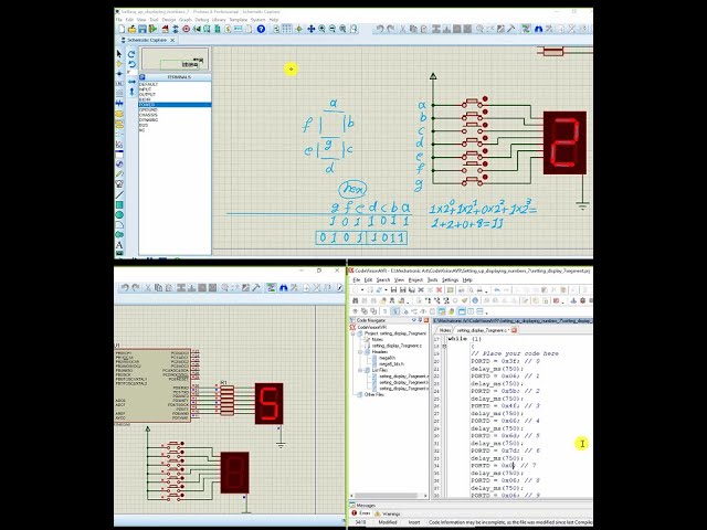 7-Segment Display: Microcontroller Programming with CodeVision and Simulation in Proteus