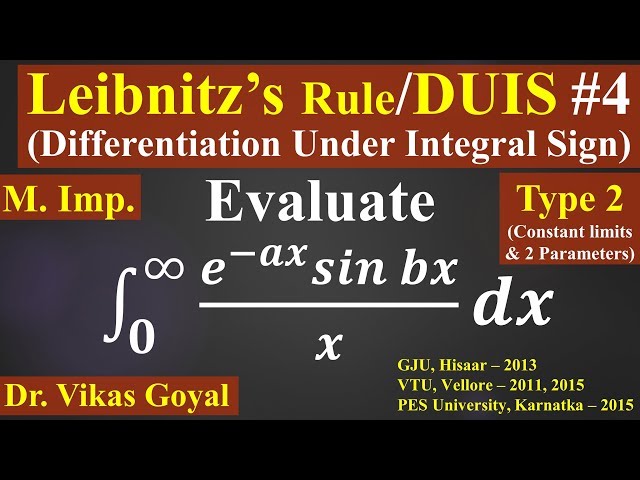 Leibnitz's Rule for DUIS #4 in Hindi (M. Imp) Differentiation under Integral Sign,Engineering Maths