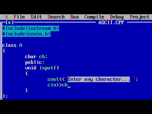 C++ program to print ASCII value of any character using classes | print ASCII value of character