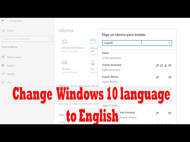 How to Change Windows 10 Language to English : System Display Language