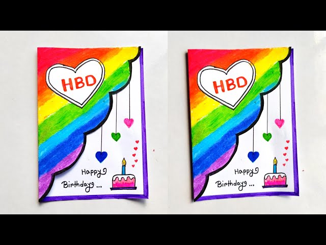 Beautiful Birthday card making ideas | Easy Birthday card idea | How to make colourful Birthday card