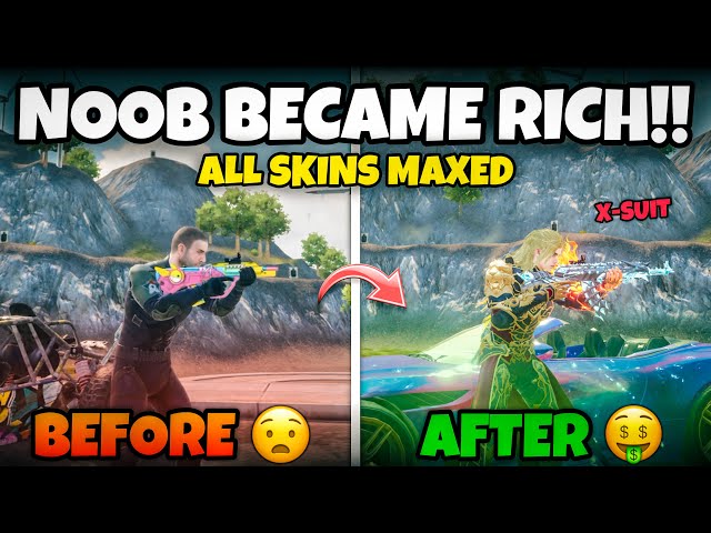 NOOB PLAYER BECAME RICH IN BGMI WITH ALL SKINS MAXED OUT🤑Mew2