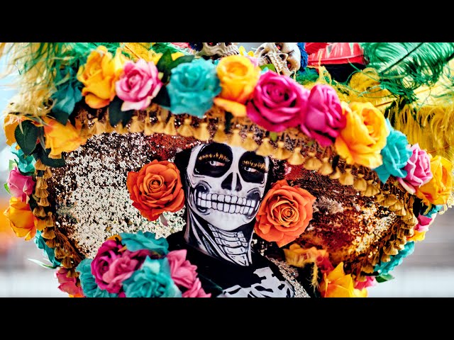 This is Day of The Dead Parade in Mexico City (Día De Muertos)