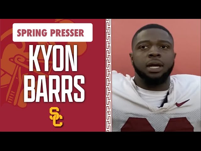 DL Kyon Barrs speaks with the media on USC football's 2023 expectations | Renewed Trojans D-Line