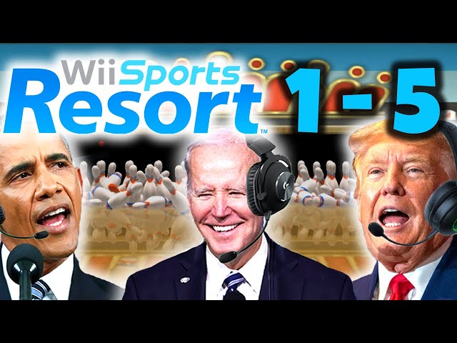 US Presidents Play 100 Pin Bowling in Wii Sports Resort 1-5