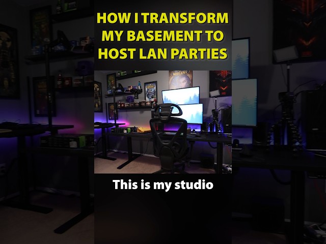 Basement Transformation to Host a LAN Party #shorts #pcgaming