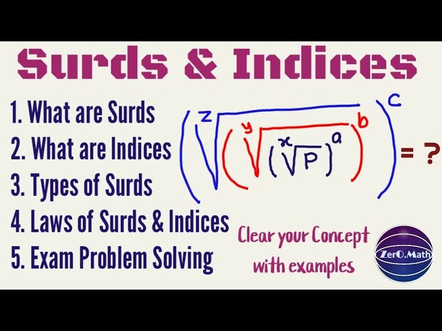 SURDS AND INDICES  | What Are surds | what are indices | surds rules | indices Rule | Zero math