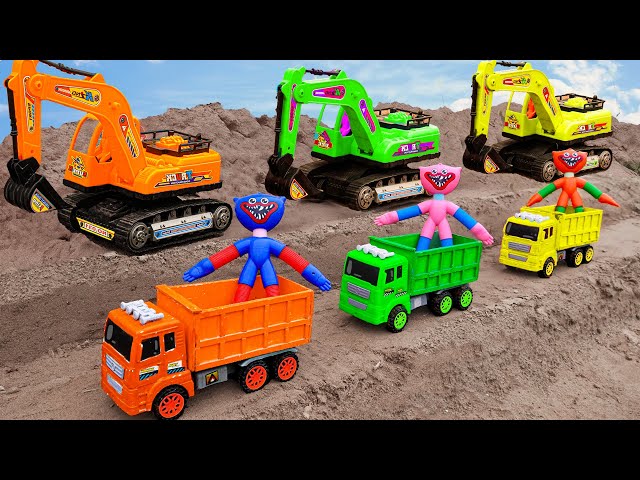 Excavator, crane, Huggy Wuggy rescue truck and car wash - Children's toy