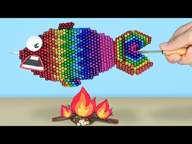 Grill a Magnetic RAINBOW FISH Challenge | DIY Satisfying Magnet Balls & ASMR Cooking