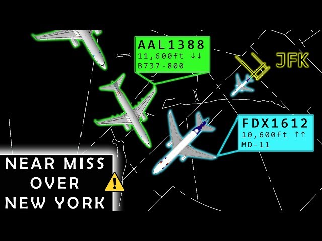 [REAL ATC] American and FedEx VERY CLOSE CALL over NEW YORK!