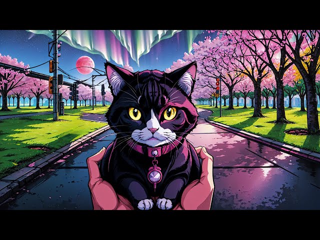 🎶 Cat DJ's Synthwave Sakura Nights: Ultimate Cyber Beats Mix 🌸🐾🔥