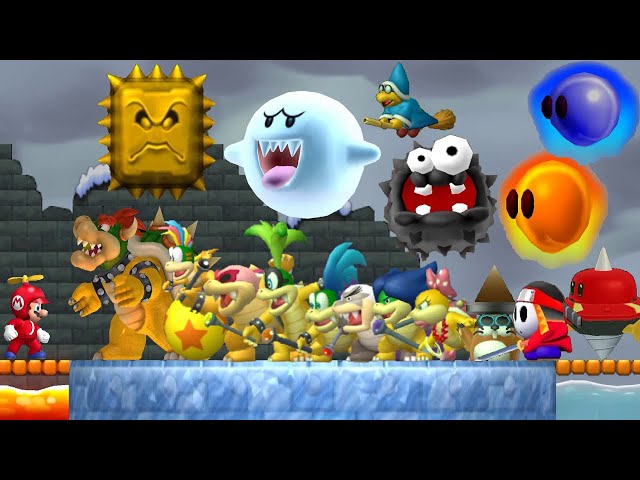 Newer Super Mario Bros Wii - All Bosses (4K HD)