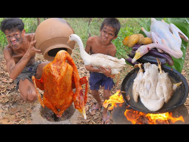 Wilderness cooking - Coocking Goose In jugle -eating delicious #000165