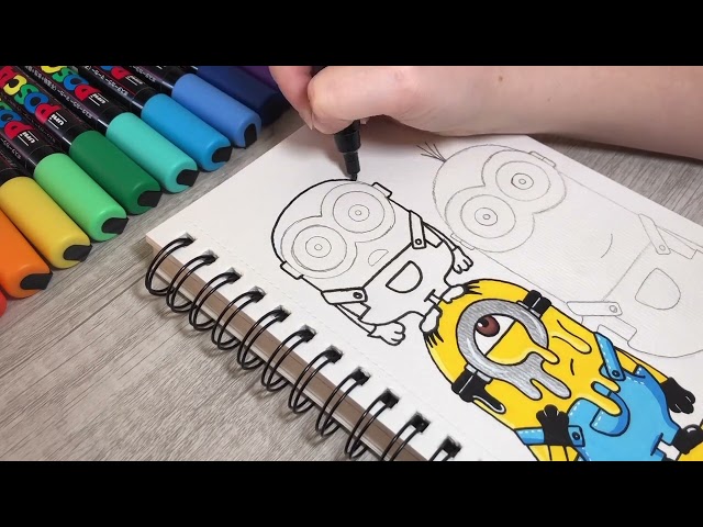 Drawing MINIONS in 3 DIFFERENT effects with Posca Markers!?!