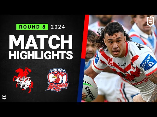 NRL 2024 | Dragons v Roosters | Match Highlights