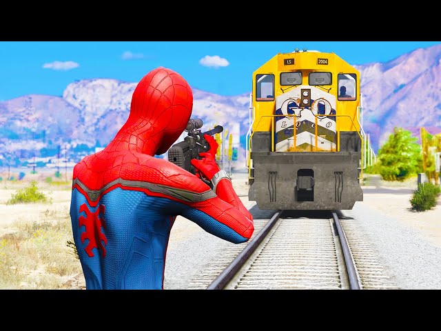 GTA 5: SPIDER-MAN vs TRAIN