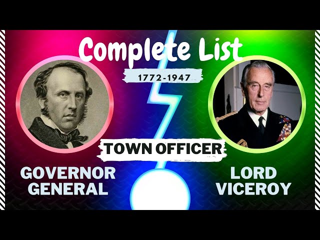 Town officer Municipal Officer Viceroy Governor General of India Pakistan Complete List