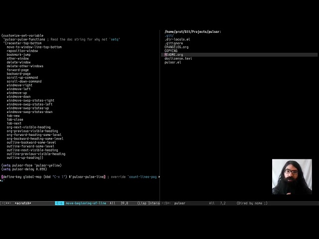 Emacs: pulsar.el demo (blink highlight line)