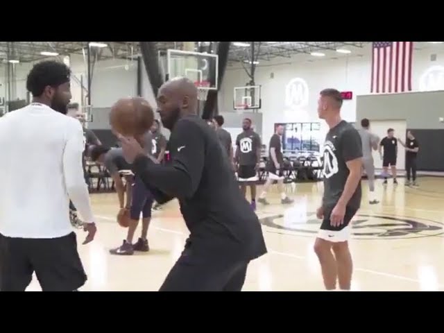 KOBE BRYANT TEACHES HIS SIGNATURE MOVES TO KYRIE IRVING IN MAMBA PRO CAMP