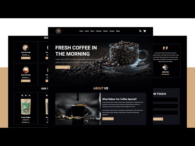 How To Make A Responsive Coffee Shop Website Design Using HTML - CSS - JavaScript || From Scratch