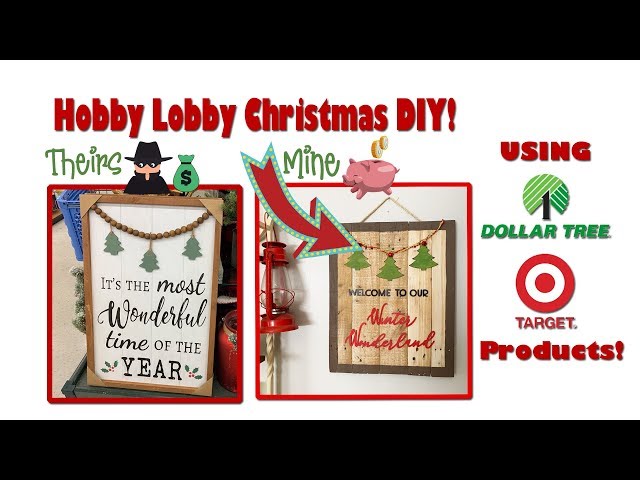 DIY Rustic Christmas Hobby Lobby Pallet Sign for CHEAP! Dollar Tree & Target Dollar Spot !