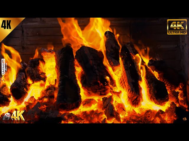 🔥 Beautiful Burning Fireplace 4K (3 HOURS) with Crackling Fire Sounds. Fireplace warm Christmas