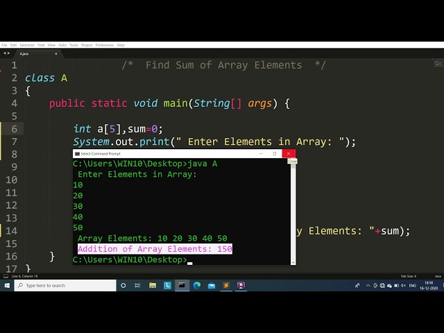 Java program to Add array elements | Sum of Array Elements in Java