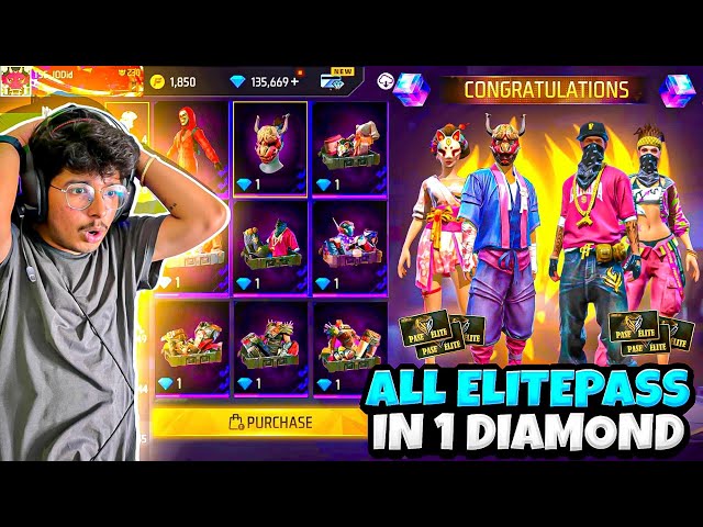 Free Fire Full Store In 1 Diamond💎😍All Elite Pass And Rare Bundles 100%😱- Garena Free Fire