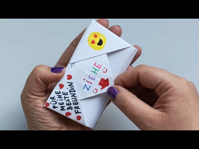 DIY- SURPRISE MESSAGE CARD FOR FRIENDSHIP DAY. Pull Tab Origami Envelope Card. Friendship Day Card