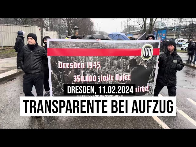 11.02.2024 "Gestern #Dresden Transparente auf Aufzug von #Rechtsextremisten