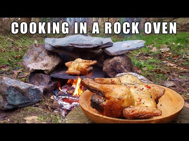 Rock Oven - Bushcraft cooking a Roast chicken lunch