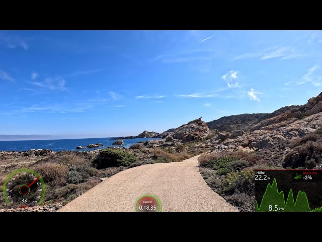 Scenic Beginner Indoor Cycling Cala Culip Spain Garmin 4K Video