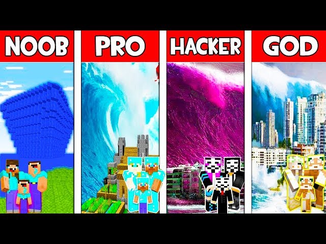 Minecraft NOOB vs PRO vs HACKER vs GOD: FAMILY TSUNAMI in Minecraft Animation