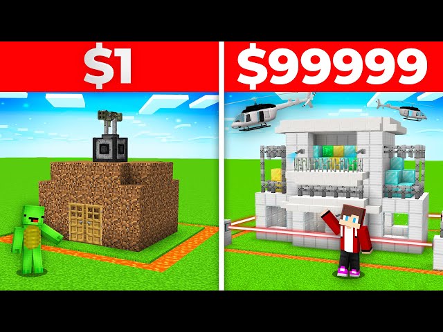 JJ And Mikey $1 VS $99999 BUILD CHALLENGE Security House in Minecraft Maizen
