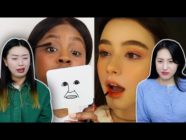 Korean Girls React to 'Foreigners Trying Korean Makeup'