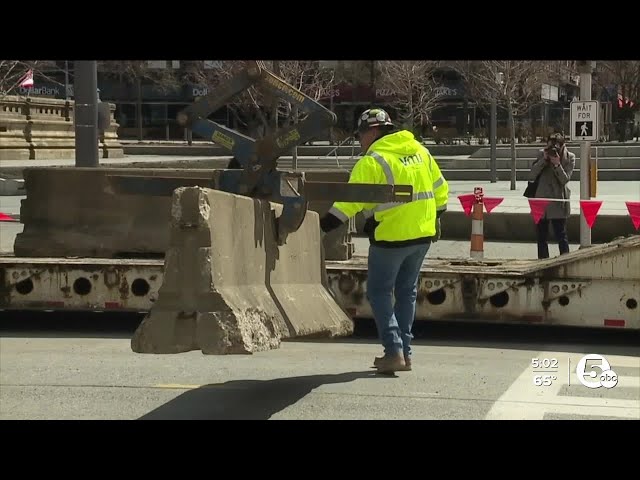 The jersey barriers are gone from Public Square!