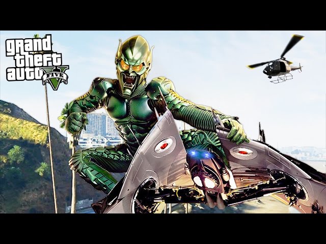 SPIDERMAN'S "GREEN GOBLIN" MOD w/ GOBLIN SLIDER & WEAPONS!! (GTA 5 Mods)