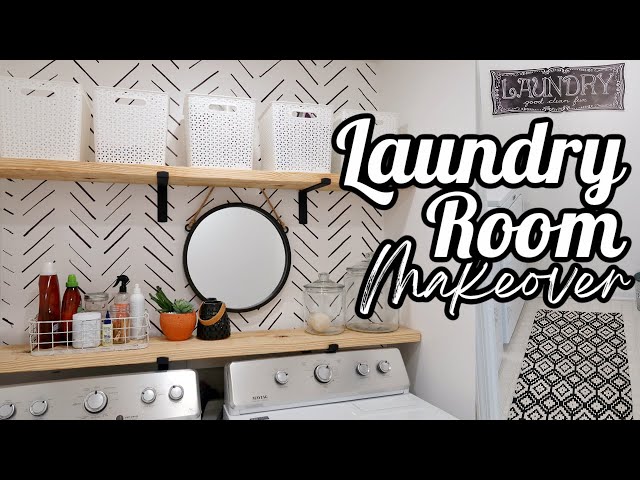 DIY LAUNDRY ROOM MAKEOVER UNDER $50 BEFORE AND AFTER ON A BUDGET 2020 ORGANIZATION & CLEAN WITH ME