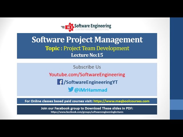 Project Team Development | Lecture 15 | Software Project Management Urdu|Hindi