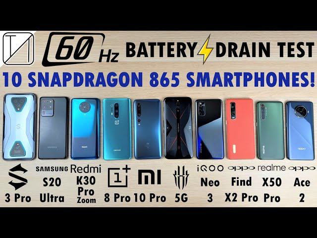 60Hz Refresh Rate Battery Life DRAIN TEST - 10 Snapdragon 865 Powered Smartphones!