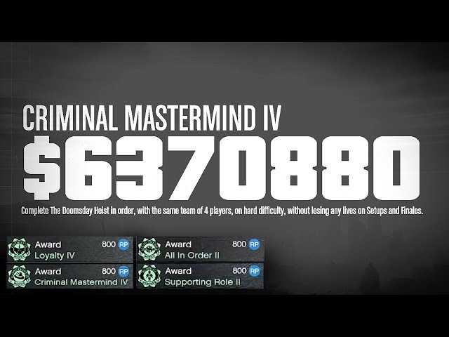 The Doomsday Heist Act 3, Criminal Mastermind Complete! With Big Increase Payout!