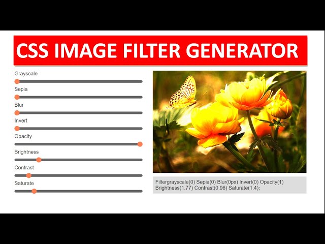 CSS Image Filter Generator [ HTML CSS JQEUERY ]