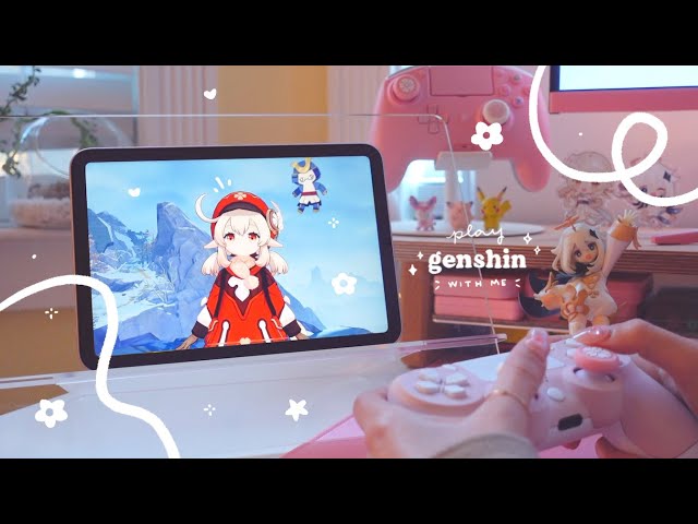 🍁 playing genshin late afternoon on a cozy lil' ipad setup  | 50 min of gameplay ambience (jp dub)