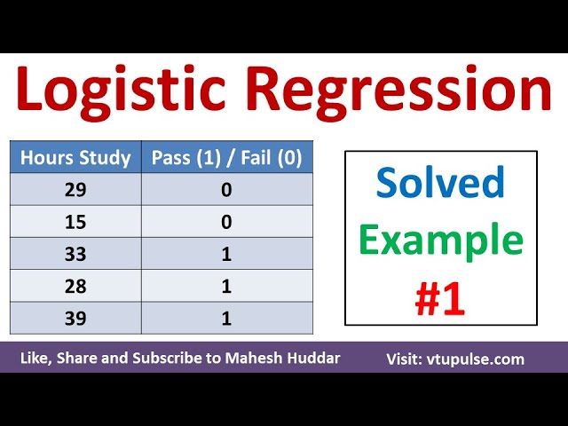 1. Logistic Regression | Logistic Regression Solved Numerical Example Machine Learning Mahesh Huddar